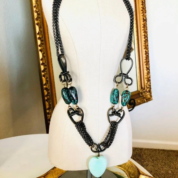 Vintage beautiful and unique heart pendant necklace 💙 - Picture 5 of 12